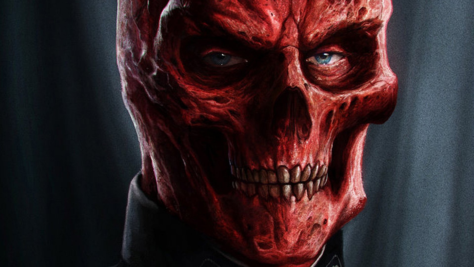 Red Skull comic art, his red skull face snarling