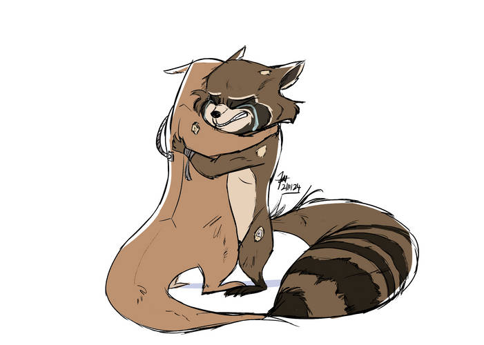 Rocket Raccoon hugging Lylla the otter