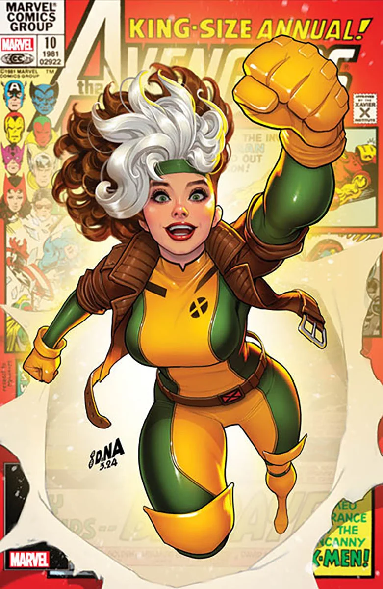 2024 facsimile variant cover of Avengers Annual #10 by David Nakayama: Rogue bursting through her debut cover