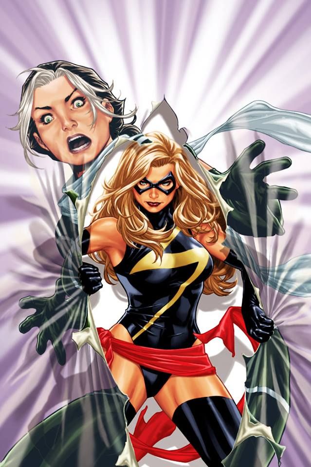 Carol Danvers persona bursting free of Rogue