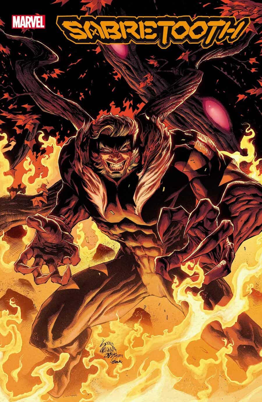 Sabretooth #1 comic cover: Sabretooth in full roar