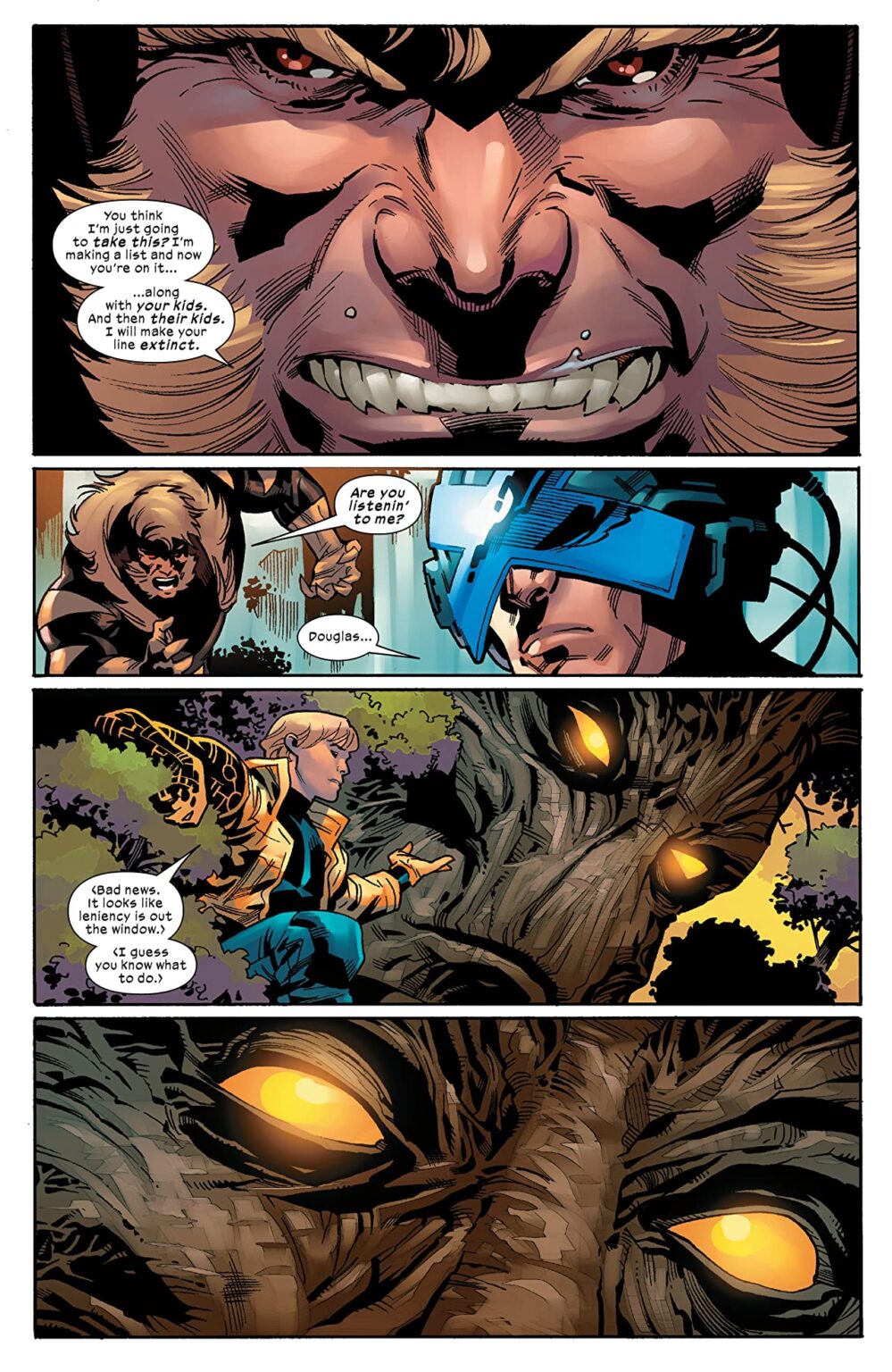 Sabretooth comic page with Cypher and Krakoa