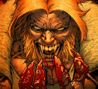 Sabretooth comic art lunging with claws