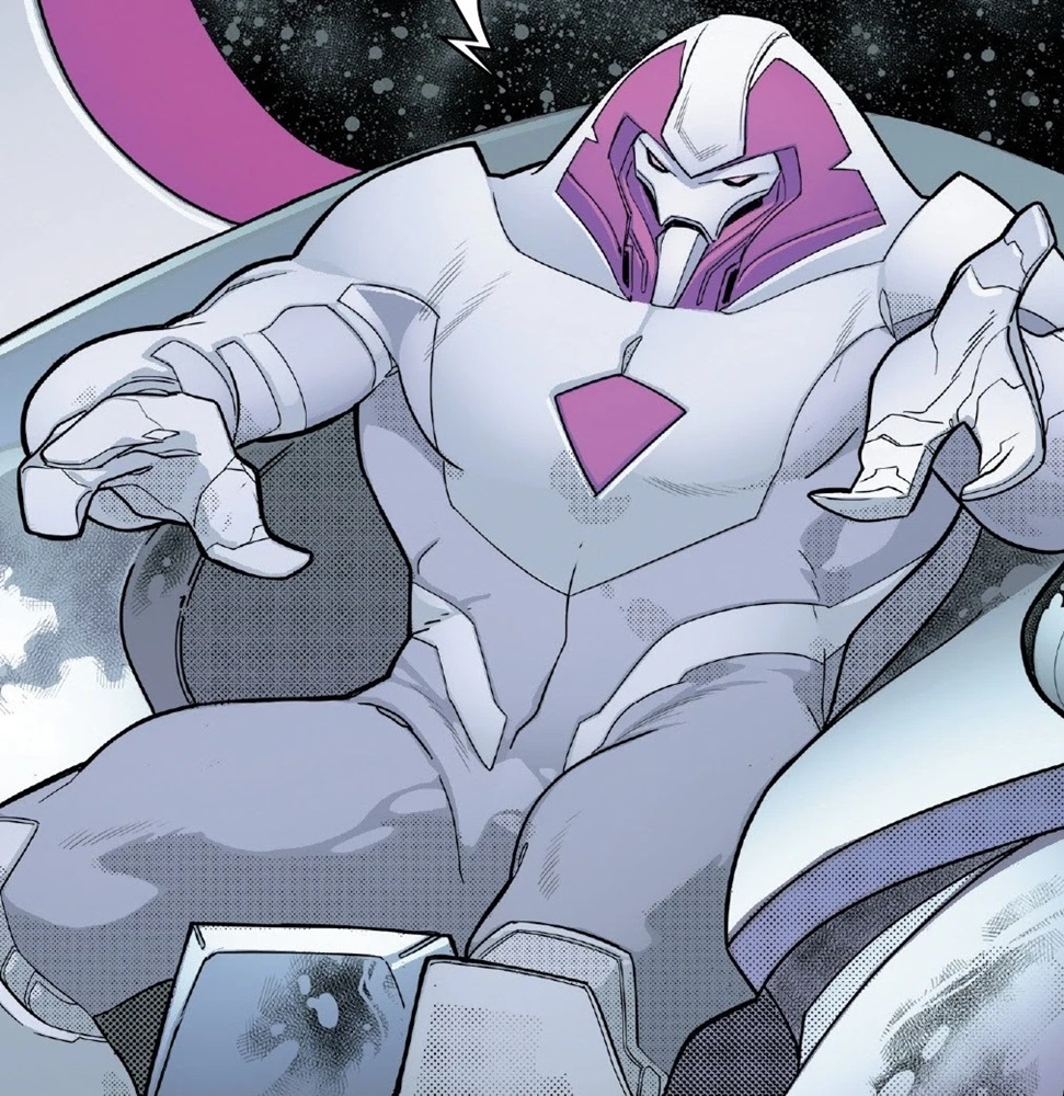 Nimrod, the white-and-purple future Sentinel from the Days of Future Past timeline, in comic art