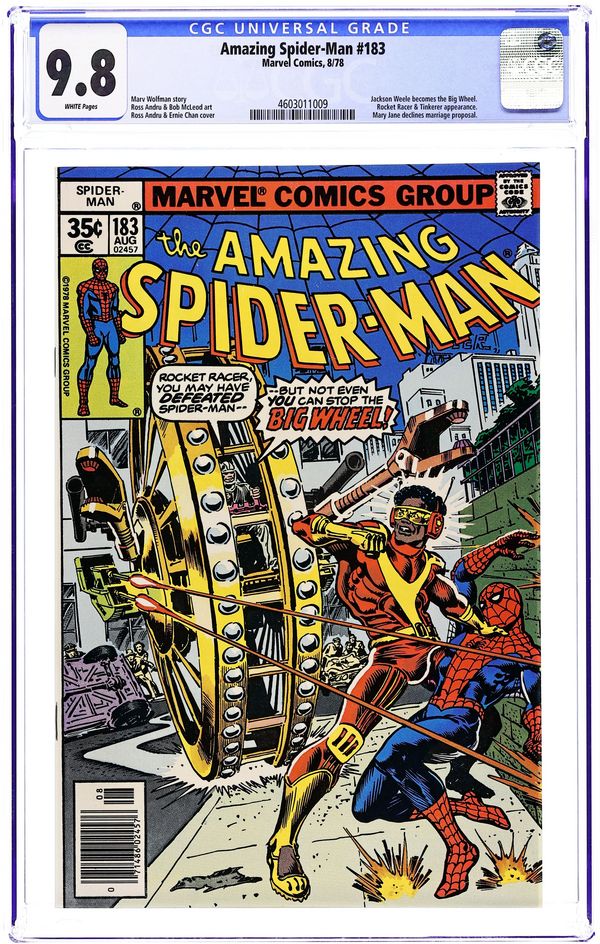 Amazing Spider-Man number 183 cover with Big Wheel, Rocket Racer and Spider-Man