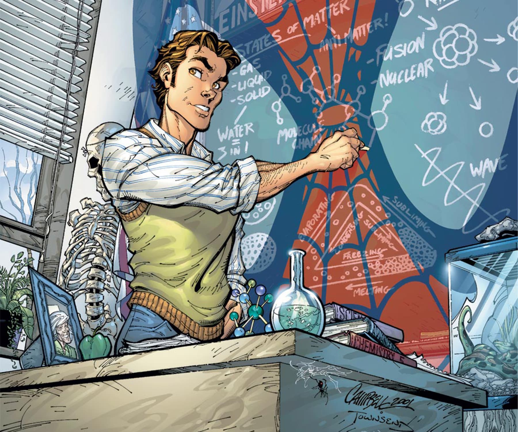 Peter Parker teaching a science class at Midtown High