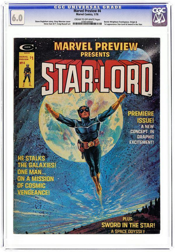 Cover of Marvel Preview number 4 from 1976, first appearance of Star-Lord