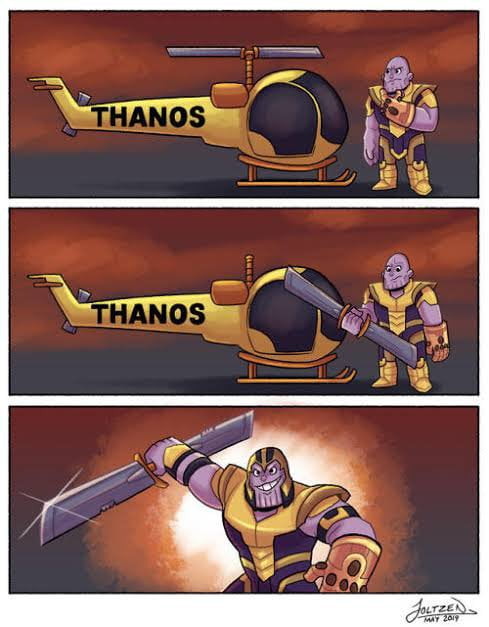 Comic art of the Thanos-Copter chase from Spidey Super Stories, Thanos pursuing the Cosmic Cube