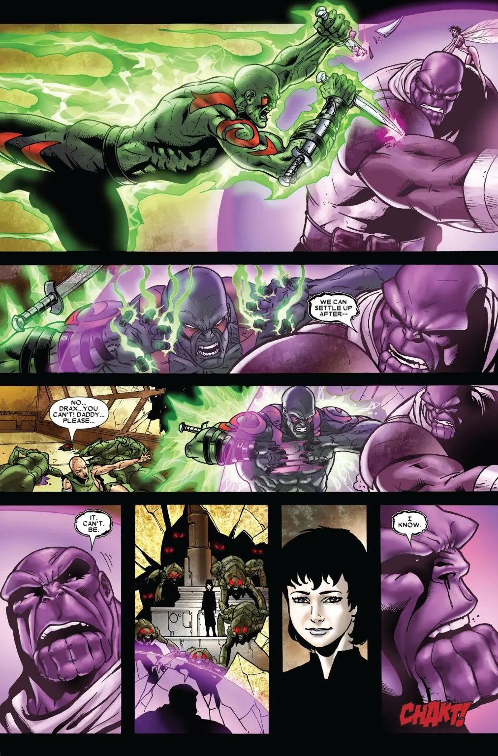 Drax holding Thanos heart after tearing it from his chest in Annihilation