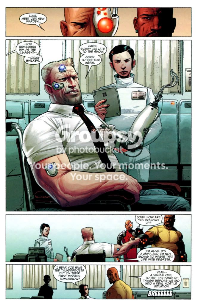 John Walker as Raft warden in wheelchair with prosthetic arm