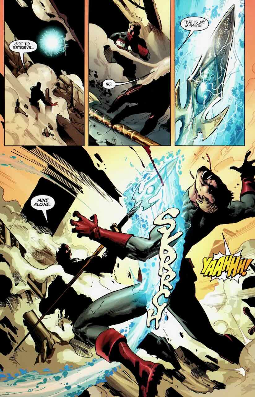 Nuke severing John Walker's arm with Gungnir comic page