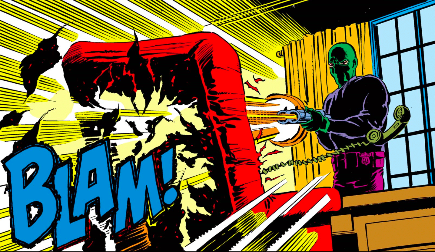 Sin-Eater firing a shotgun comic panel