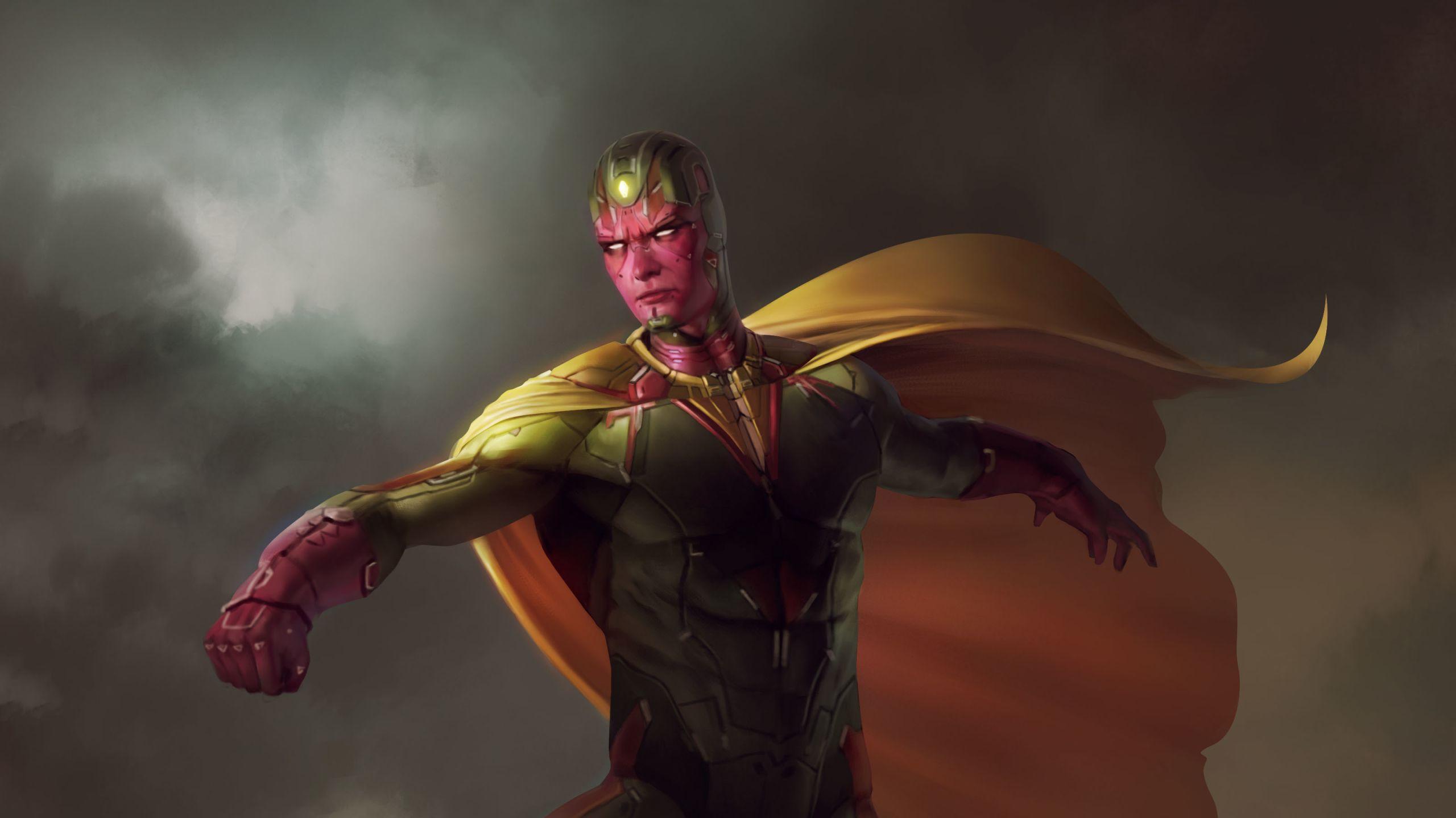 Vision in green and gold comic art