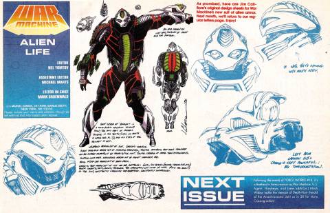 Marvel design sheet for the Eidolon Warwear alien armor
