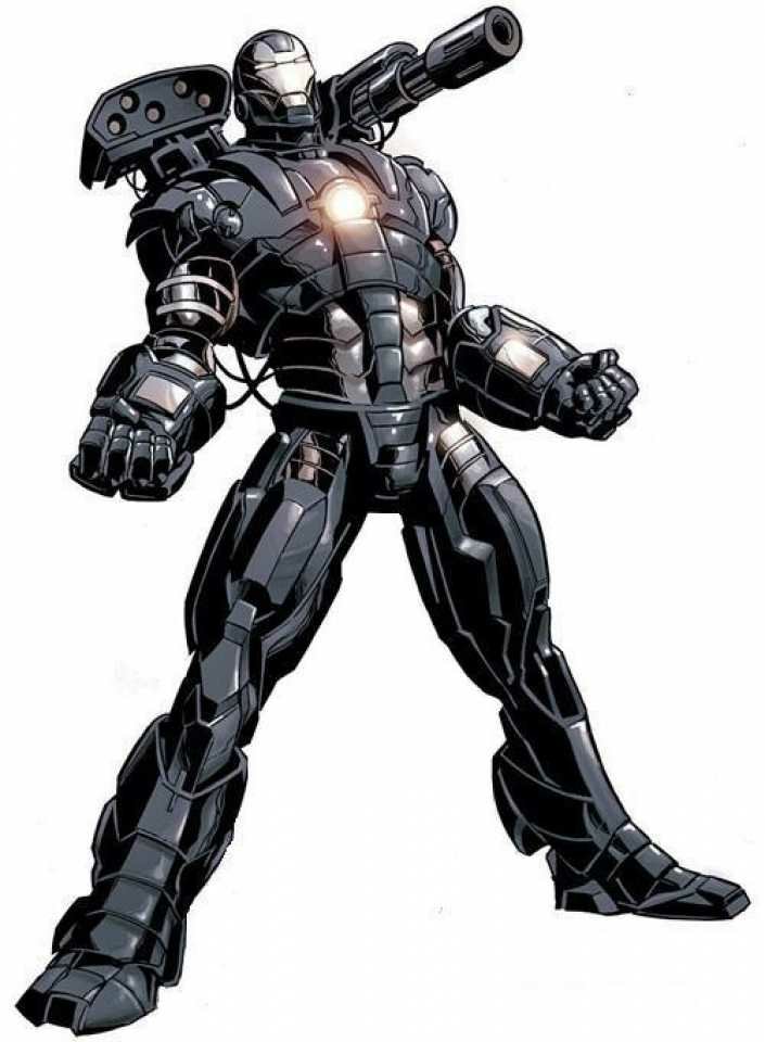 War Machine in his classic gunmetal armor, comic art