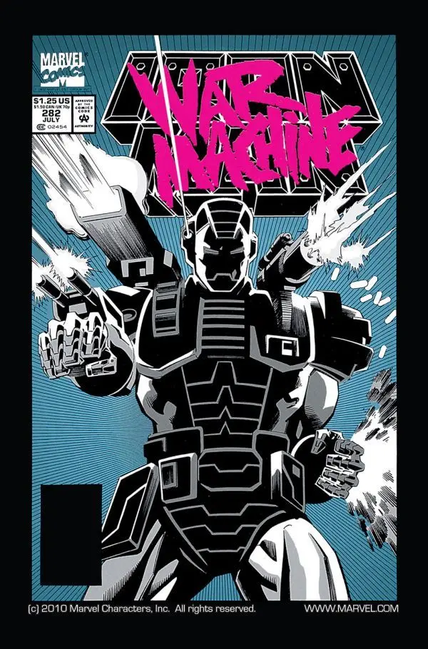 Iron Man #282 cover, first appearance of the War Machine armour, firing its weapons