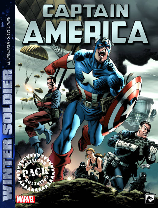 Collection cover showing Bucky Barnes wearing the Captain America suit