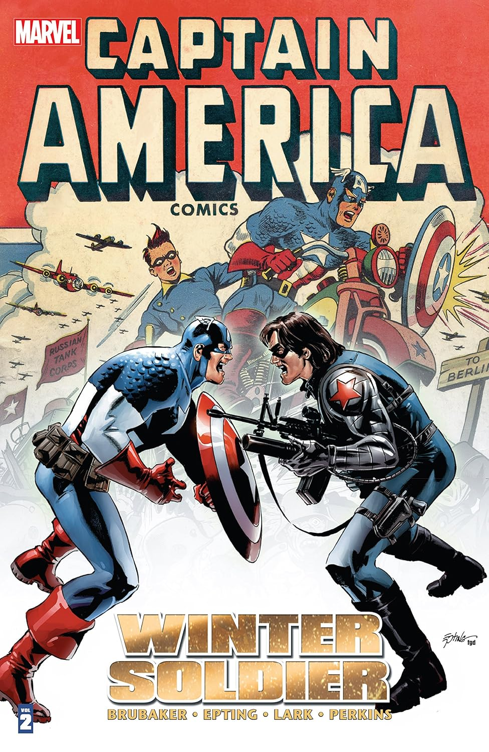 Winter Soldier cover art showing Bucky Barnes with his metal arm and red star
