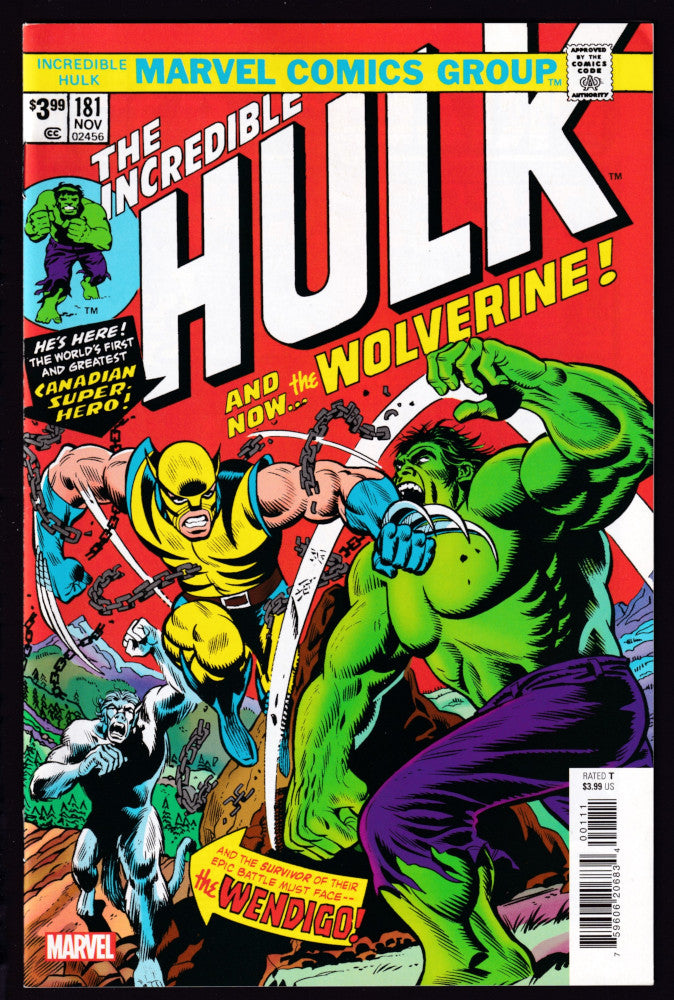 Incredible Hulk #181 facsimile cover (1974): Wolverine's first full appearance