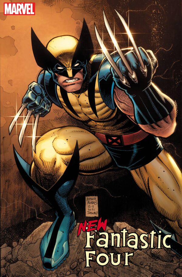 Wolverine with claws extended on a New Fantastic Four cover by Arthur Adams